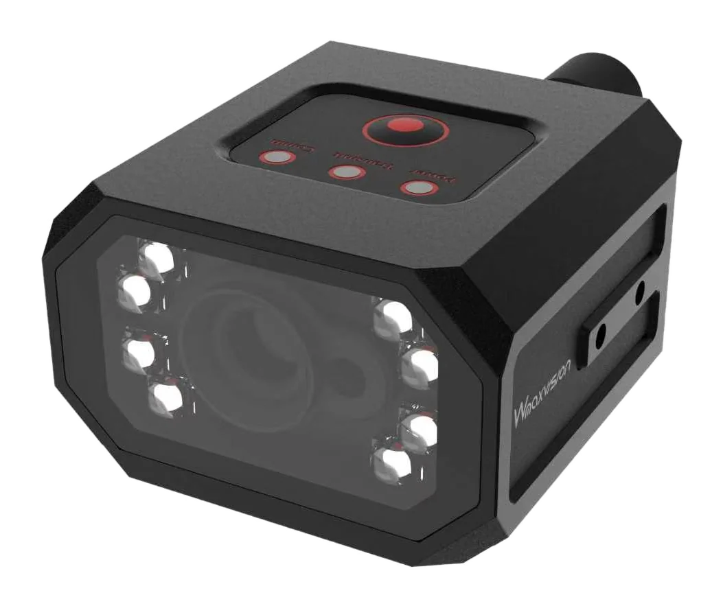 ReadCell VS110R smart code reader with its red LED illumination on